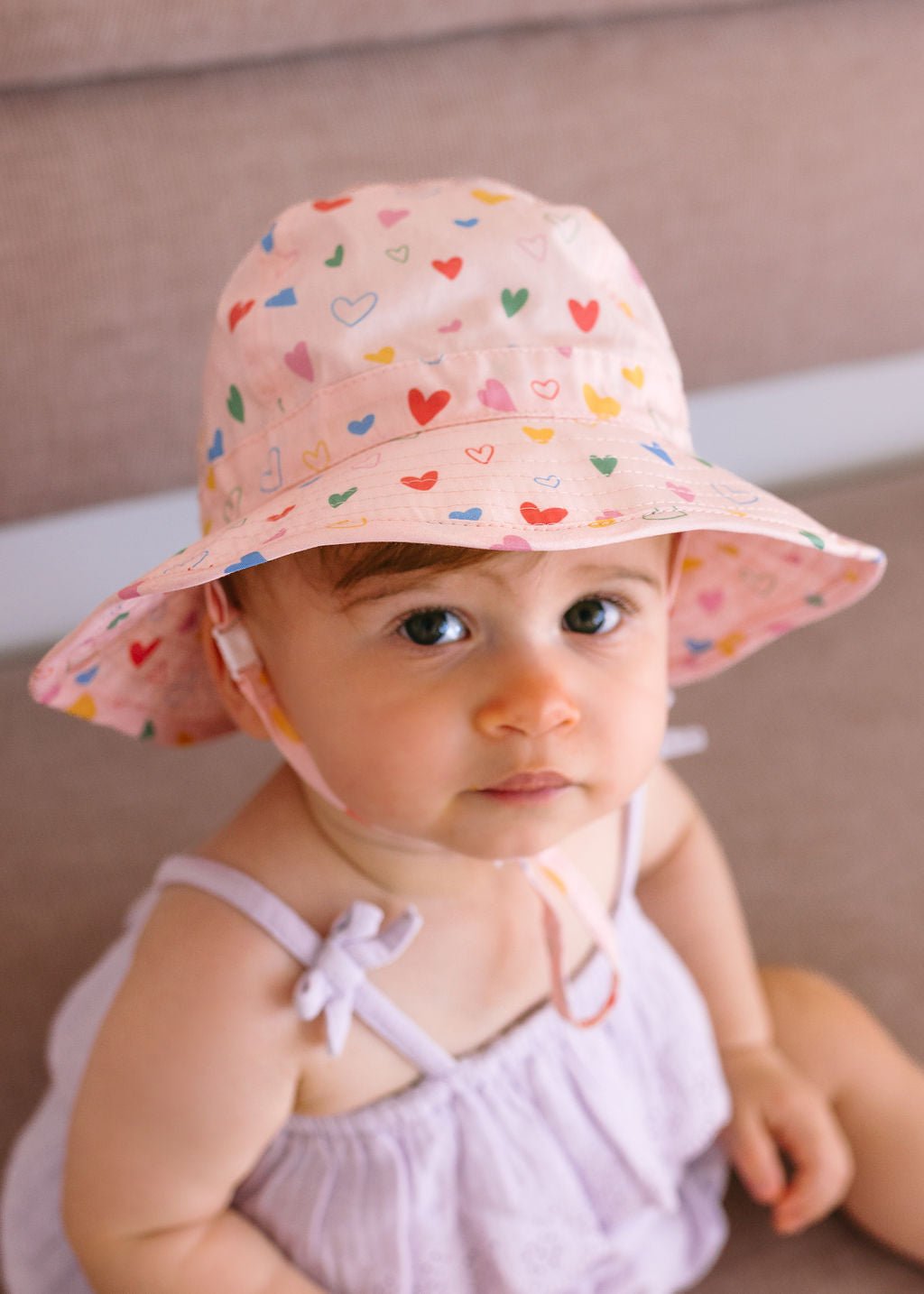 Floating Hearts Wide Brim Infant Hat - Acorn Kids Accessories