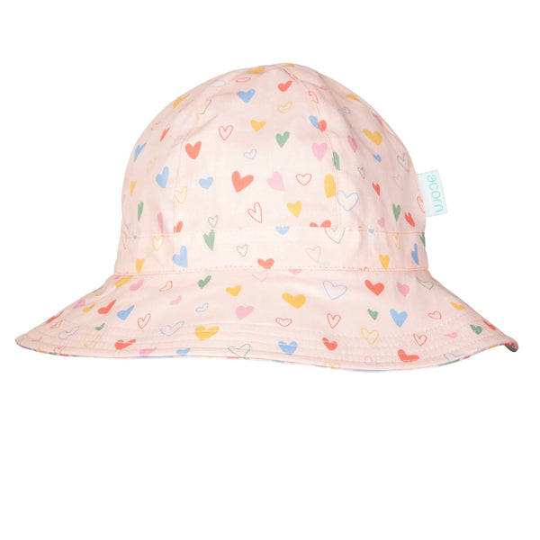 Floating Hearts Wide Brim Reversible Sunhat - Acorn Kids Accessories