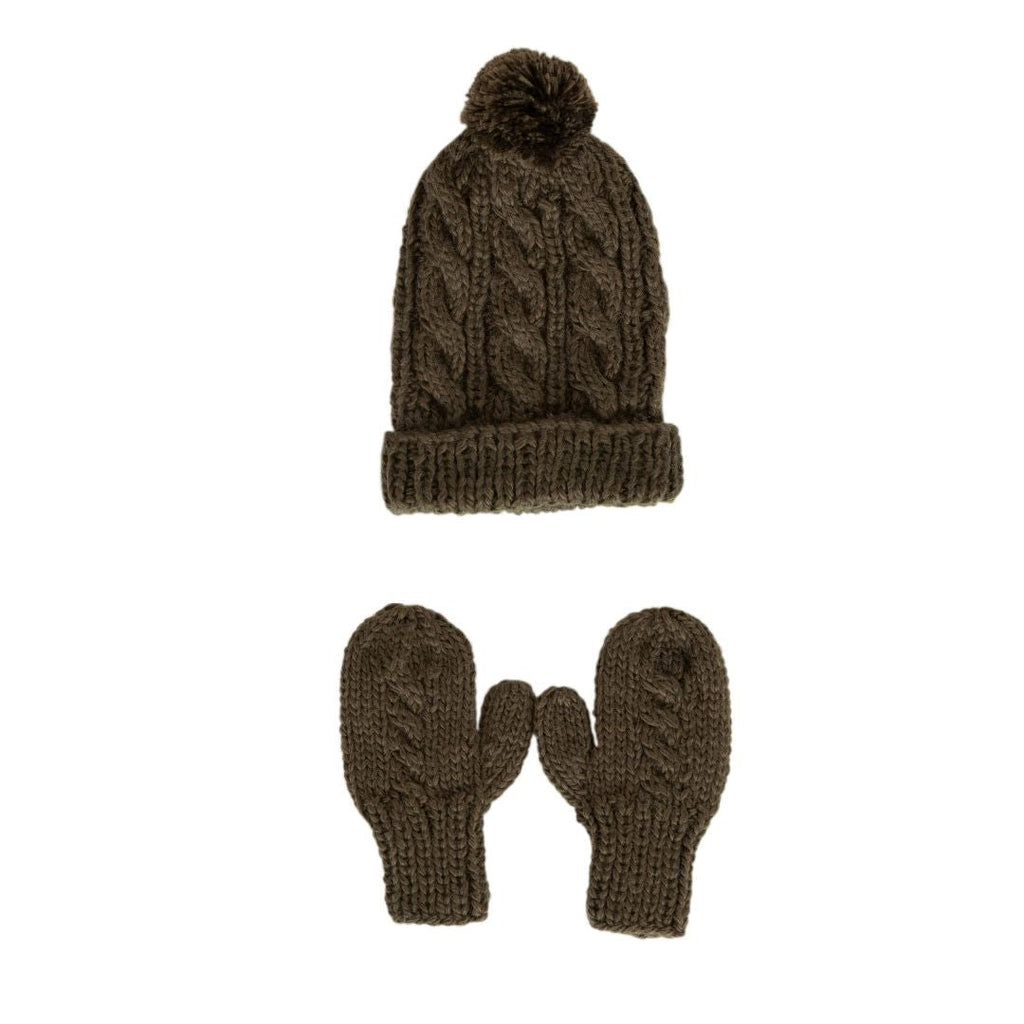 Free Spirit Beanie + Mittens Bundle Khaki - Acorn Kids Accessories