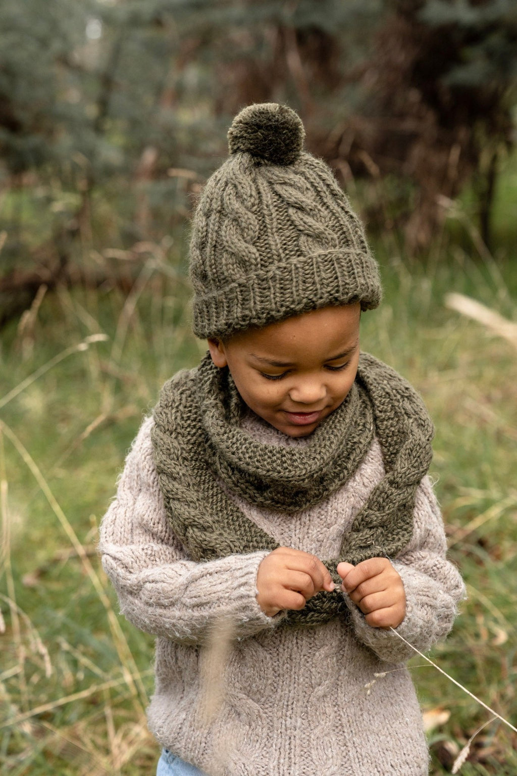 Free Spirit Beanie + Mittens Bundle Khaki - Acorn Kids Accessories