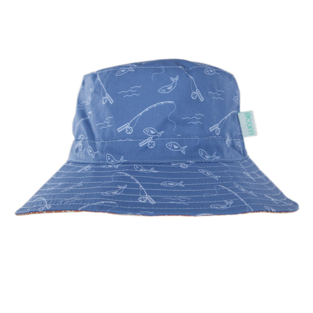 Gone Fishing Wide Brim Bucket Hat - Acorn Kids Accessories