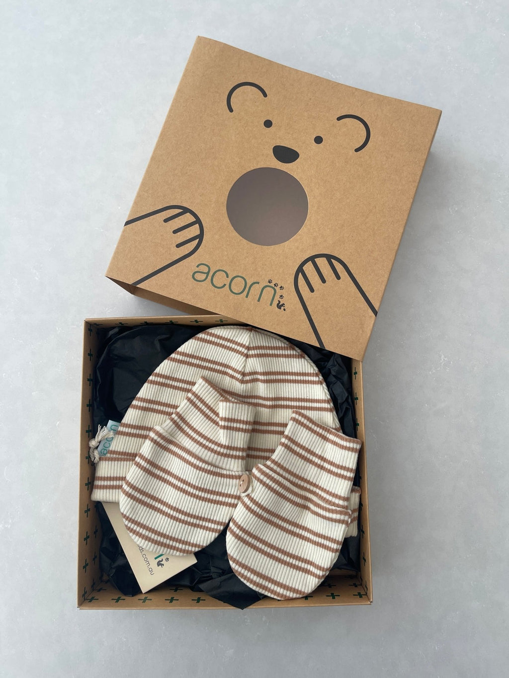Henley Beanie and Mittens Set Cream - Acorn Kids Accessories