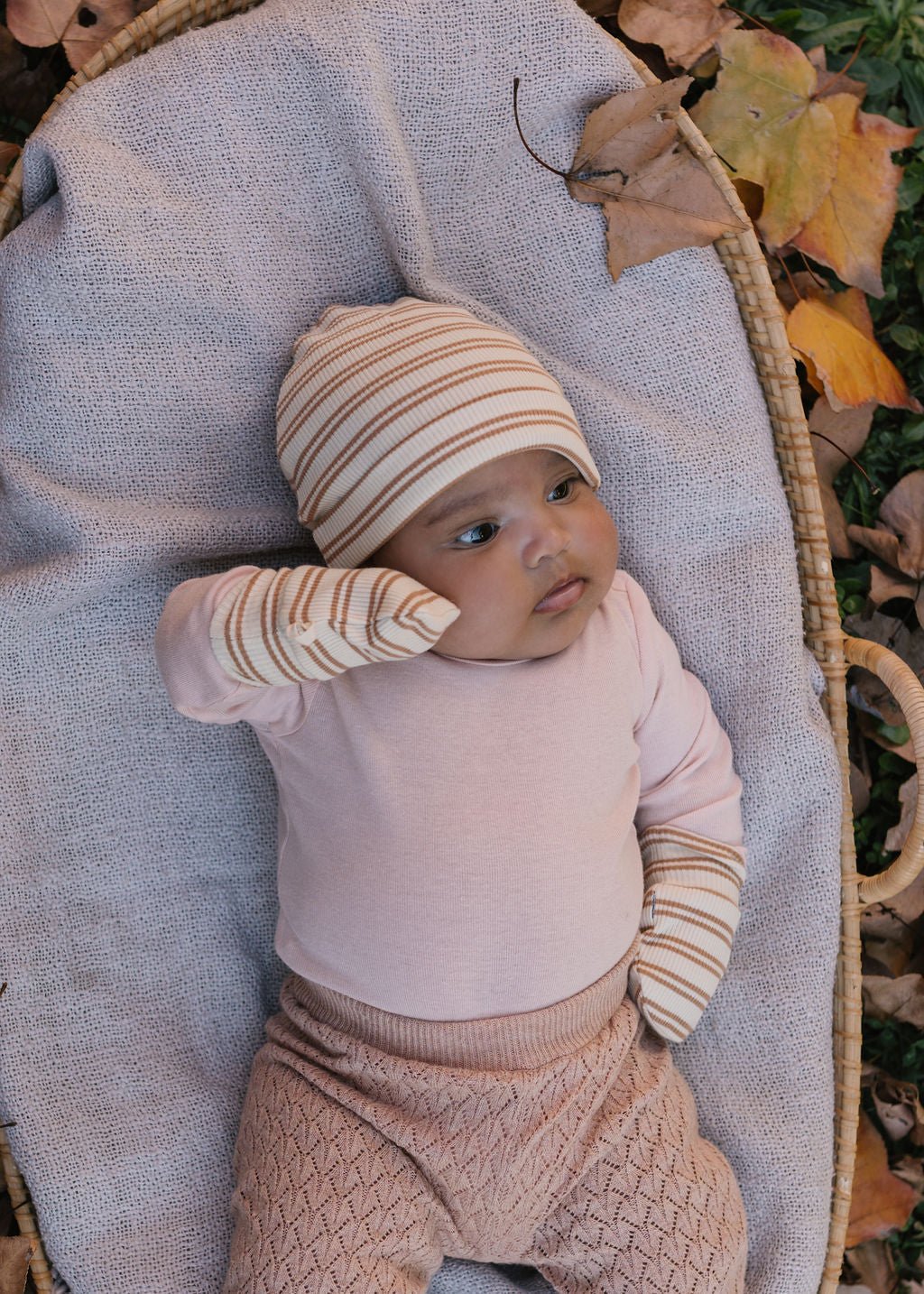 Henley Beanie and Mittens Set Cream - Acorn Kids Accessories