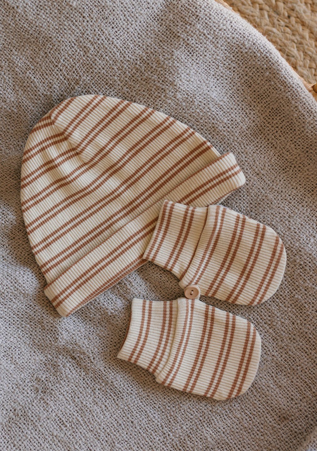 Henley Beanie and Mittens Set Cream - Acorn Kids Accessories