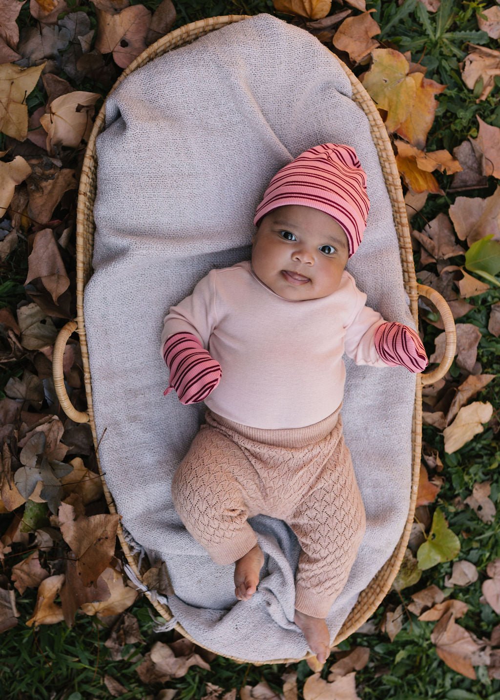 Henley Beanie and Mittens Set Pink - Acorn Kids Accessories
