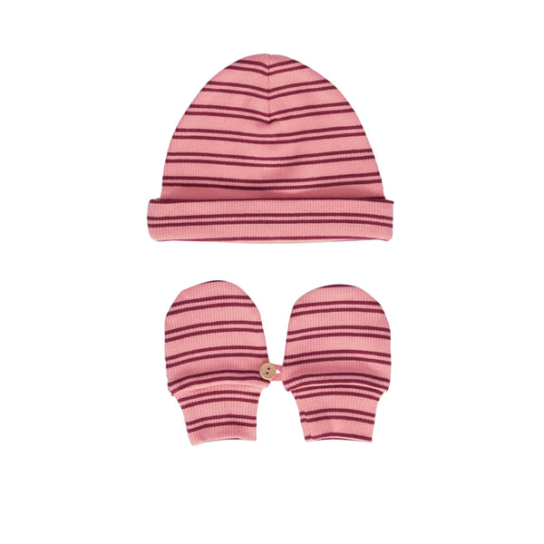 Henley Beanie and Mittens Set Pink - Acorn Kids Accessories