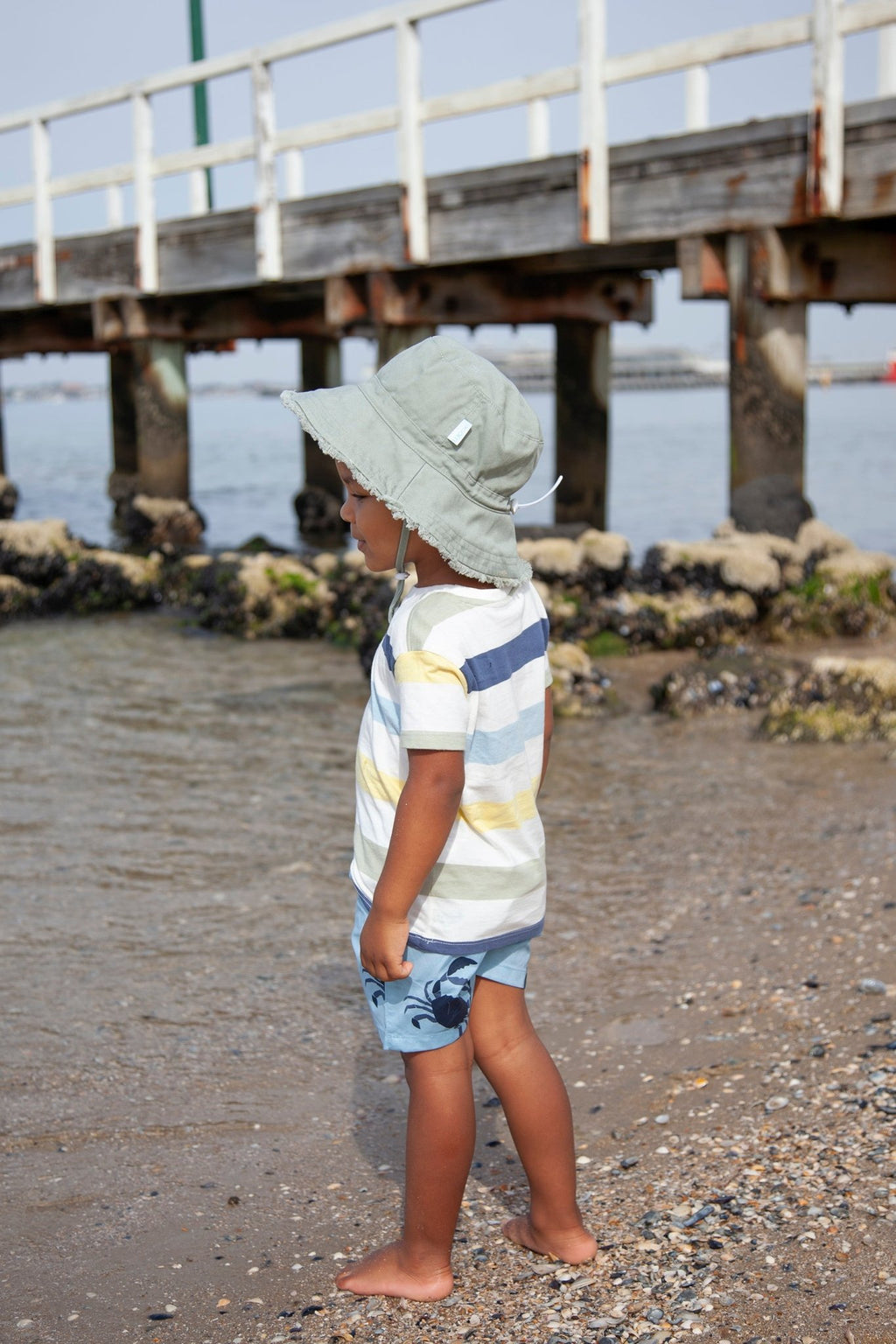 Khaki Frayed Bucket Hat - Acorn Kids Accessories
