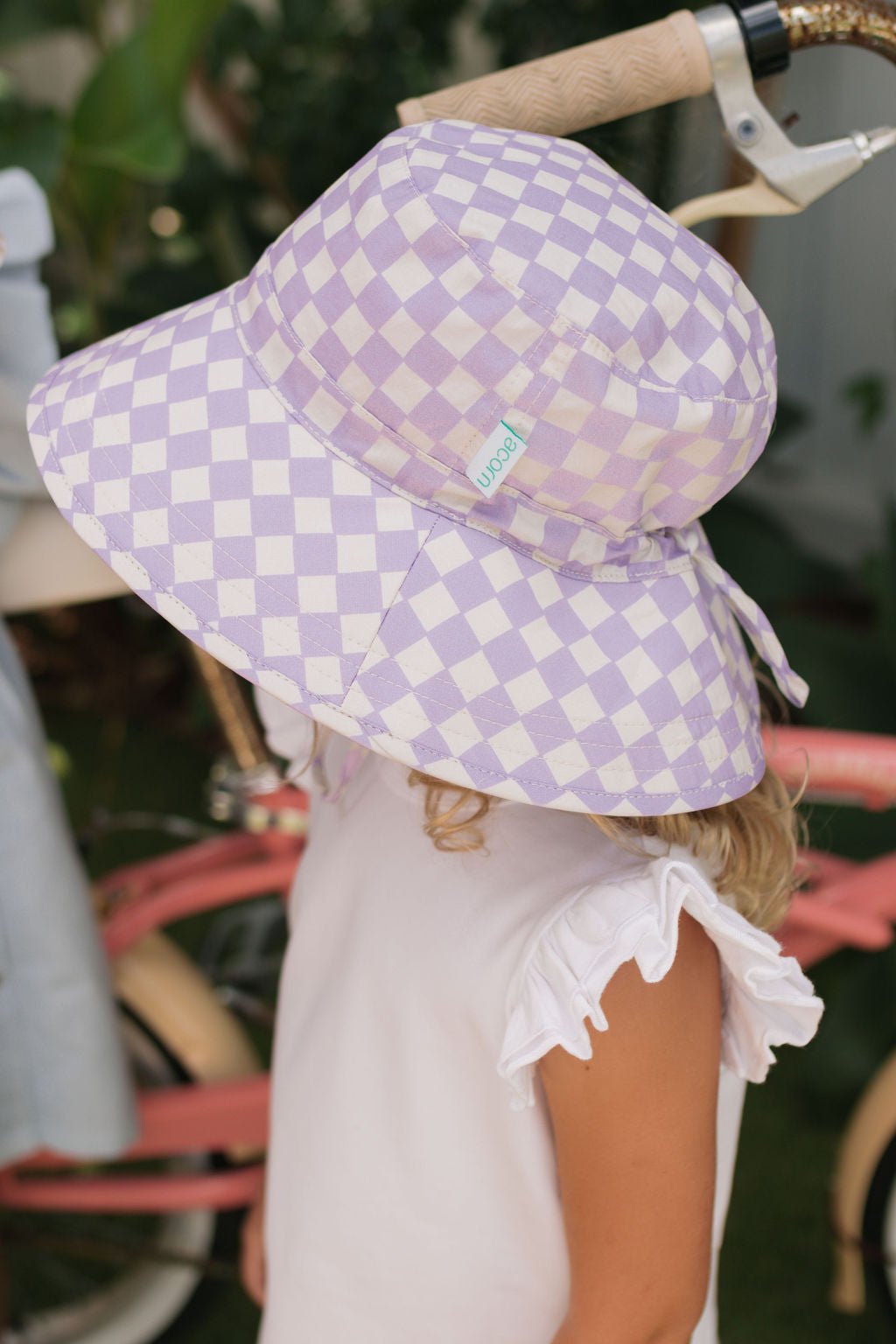 Lavender Checks Broad Brim Bucket Hat - Acorn Kids Accessories