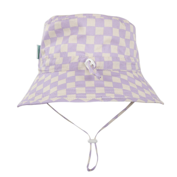Lavender Checks Broad Brim Bucket Hat - Acorn Kids Accessories