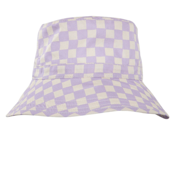 Lavender Checks Broad Brim Bucket Hat - Acorn Kids Accessories