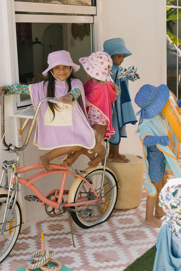 Lavender Terry Towelling Hooded Towel - Acorn Kids Accessories