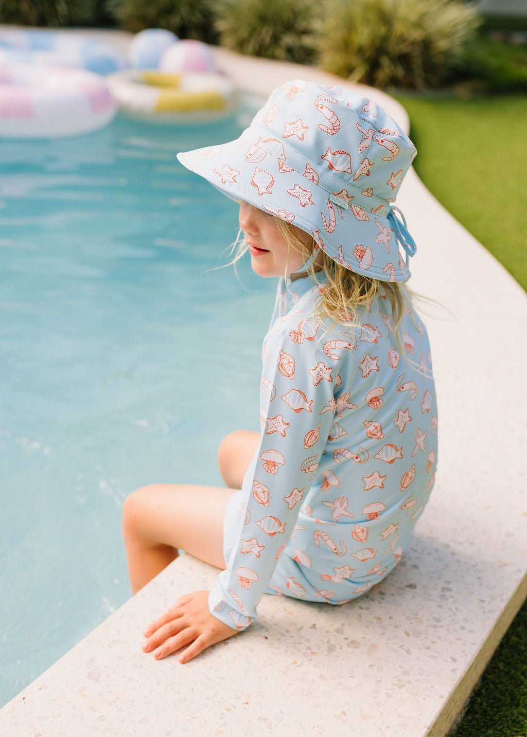 Marine Friends Wide Brim Swim Bucket Hat - Acorn Kids Accessories
