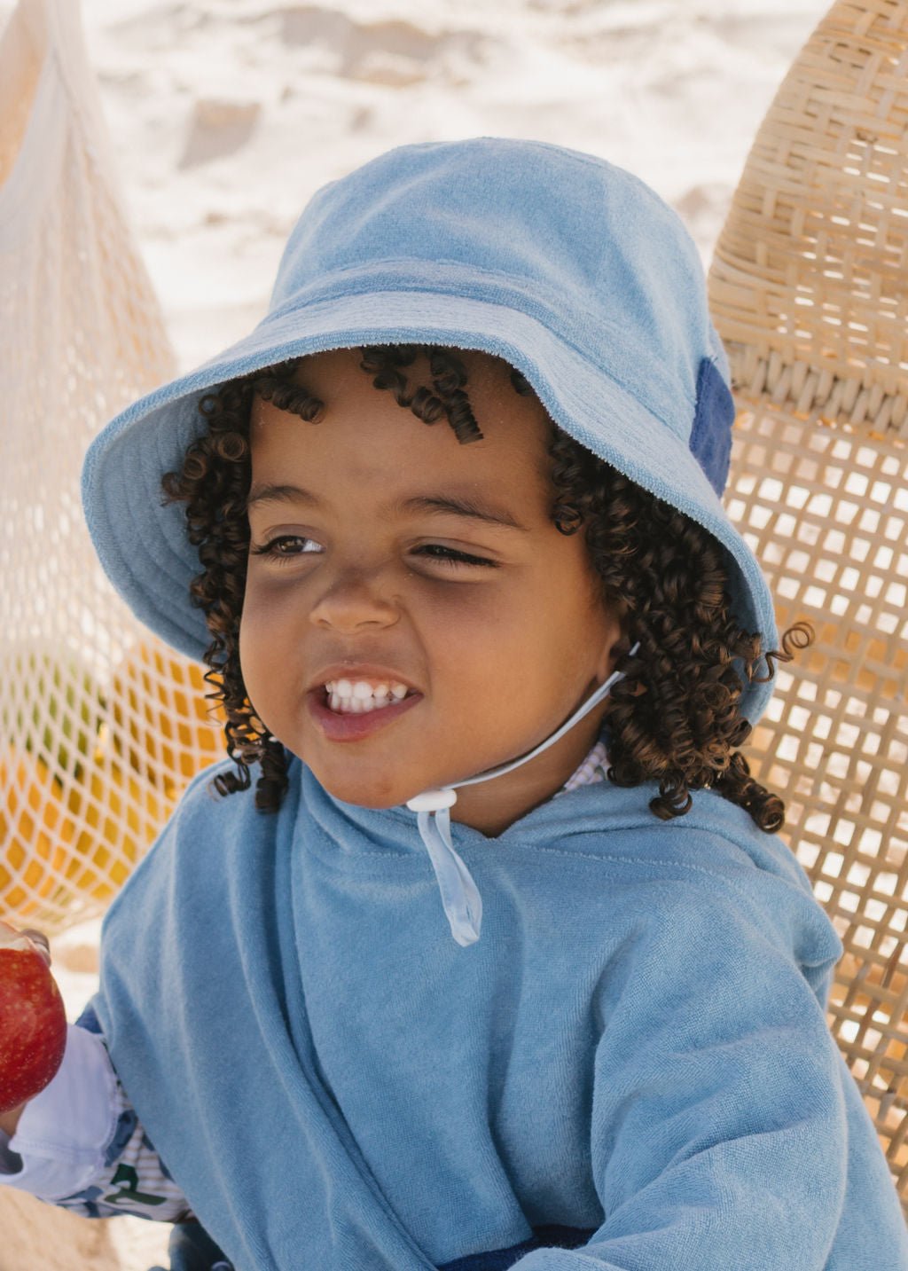 Mid Blue Terry Towelling Bucket Hat - Acorn Kids Accessories