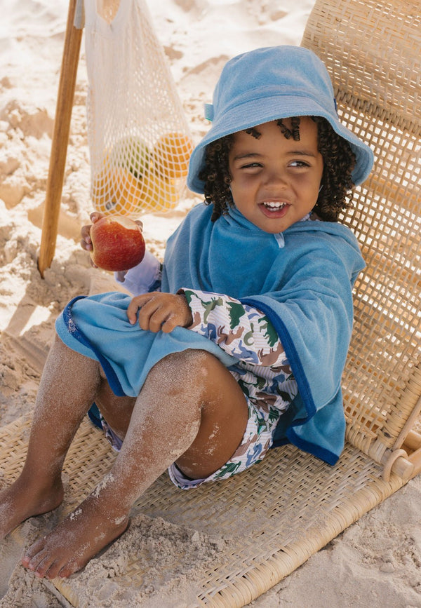 Mid Blue Terry Towelling Hooded Towel - Acorn Kids Accessories