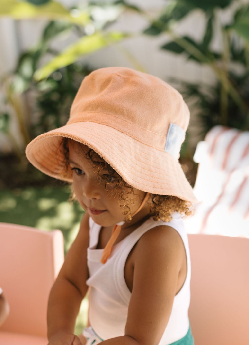 Peach Terry Towelling Bucket Hat - Acorn Kids Accessories