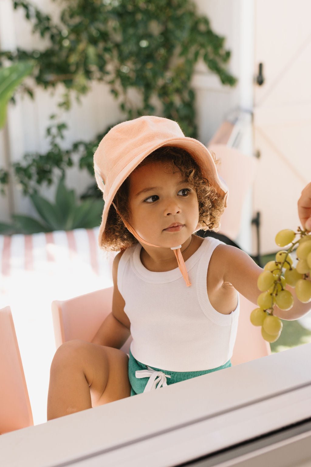 Peach Terry Towelling Bucket Hat - Acorn Kids Accessories