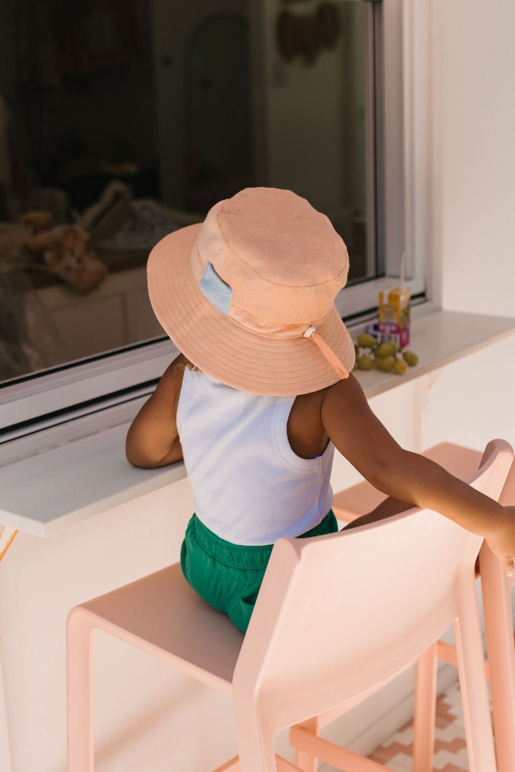 Peach Terry Towelling Bucket Hat - Acorn Kids Accessories