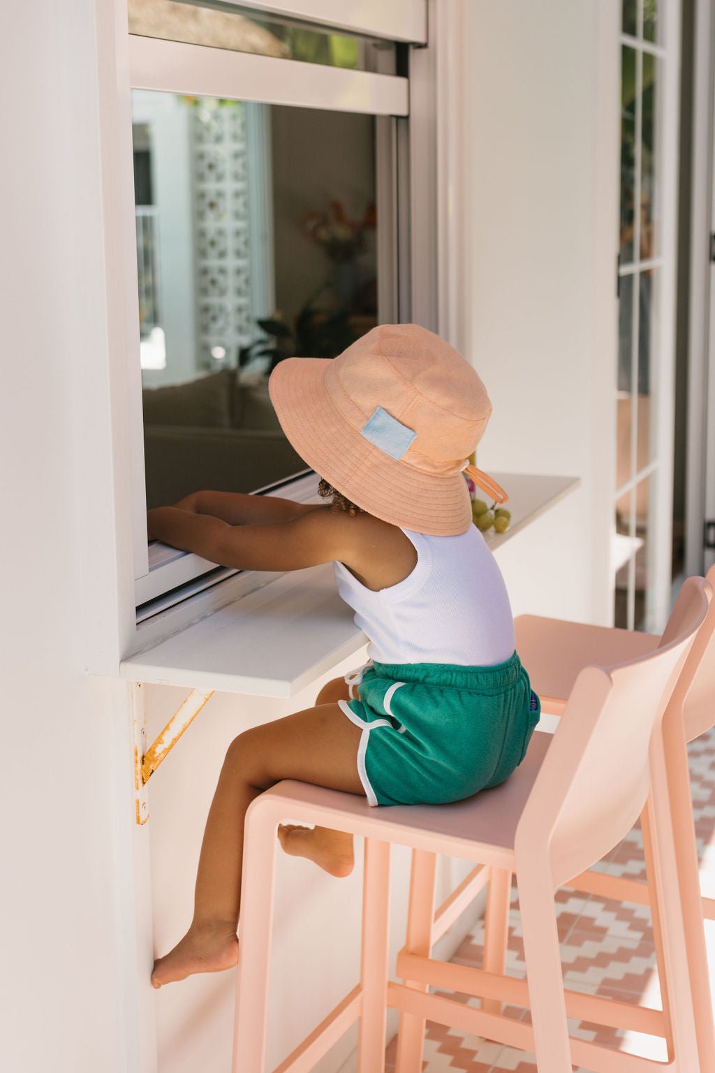 Peach Terry Towelling Bucket Hat - Acorn Kids Accessories