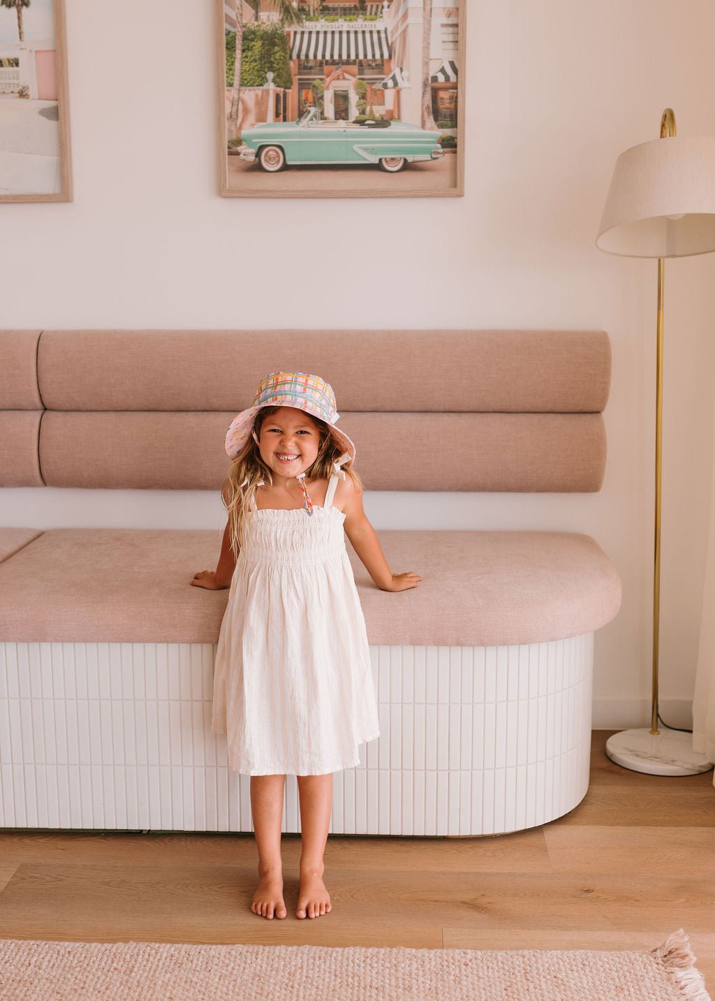 Pink Picnic Wide Brim Bucket Hat - Acorn Kids Accessories