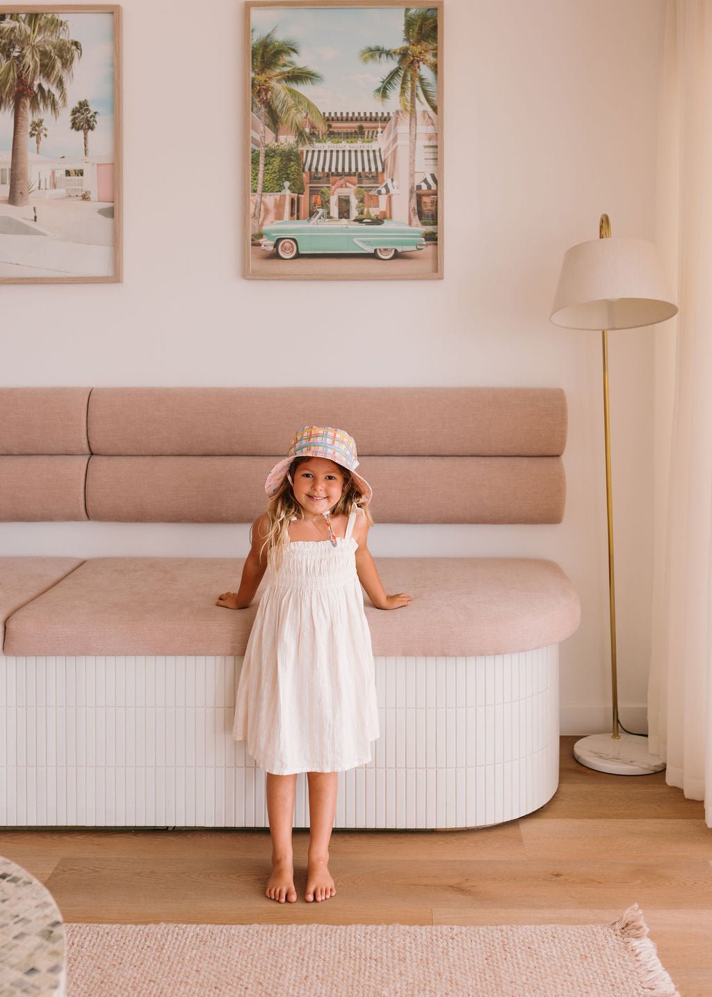Pink Picnic Wide Brim Bucket Hat - Acorn Kids Accessories