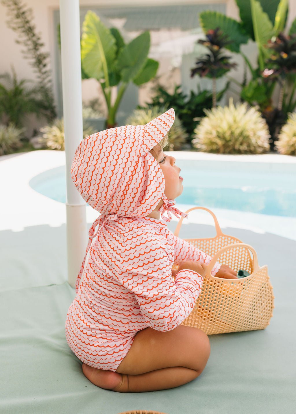 Pink Ripples Swim Flap Cap - Acorn Kids Accessories