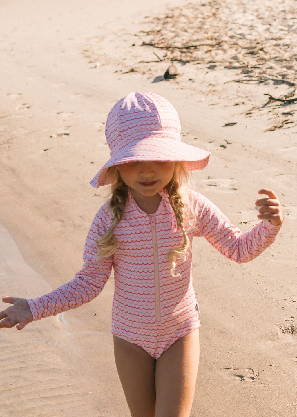 Pink Ripples Wide Brim Swim Hat - Acorn Kids Accessories