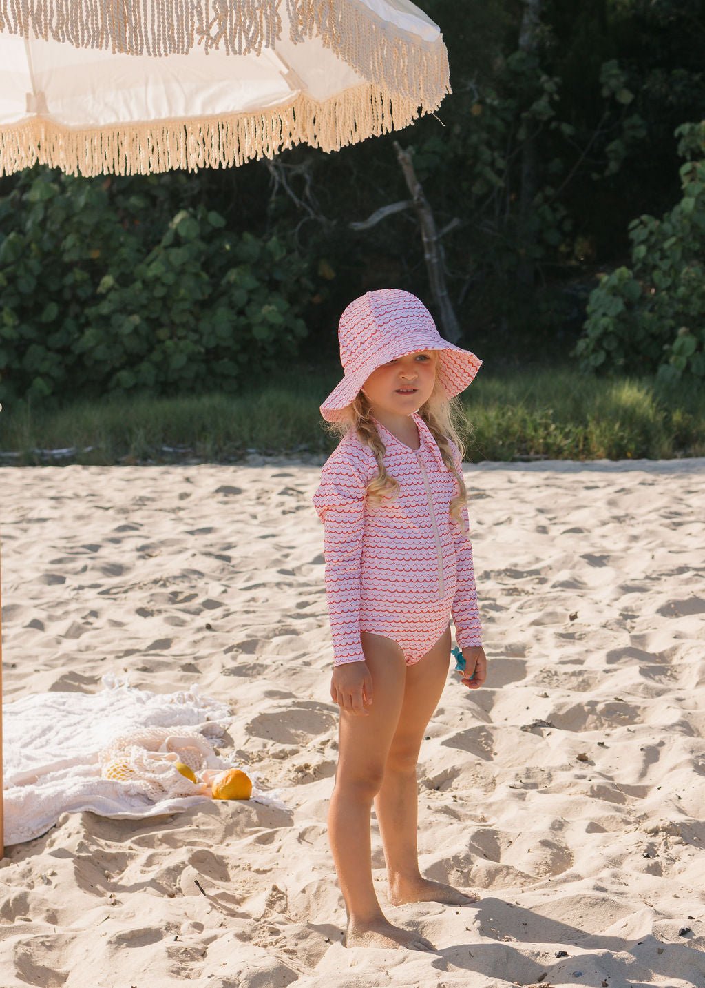 Pink Ripples Wide Brim Swim Hat - Acorn Kids Accessories