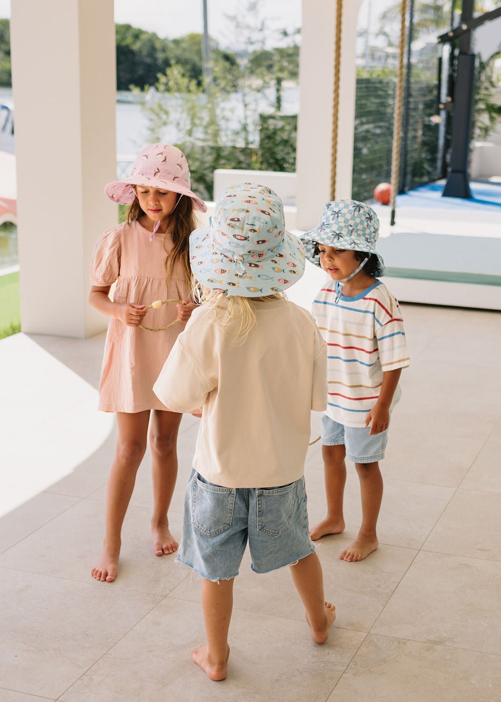 Rainbow Fish Wide Brim Bucket Hat - Acorn Kids Accessories