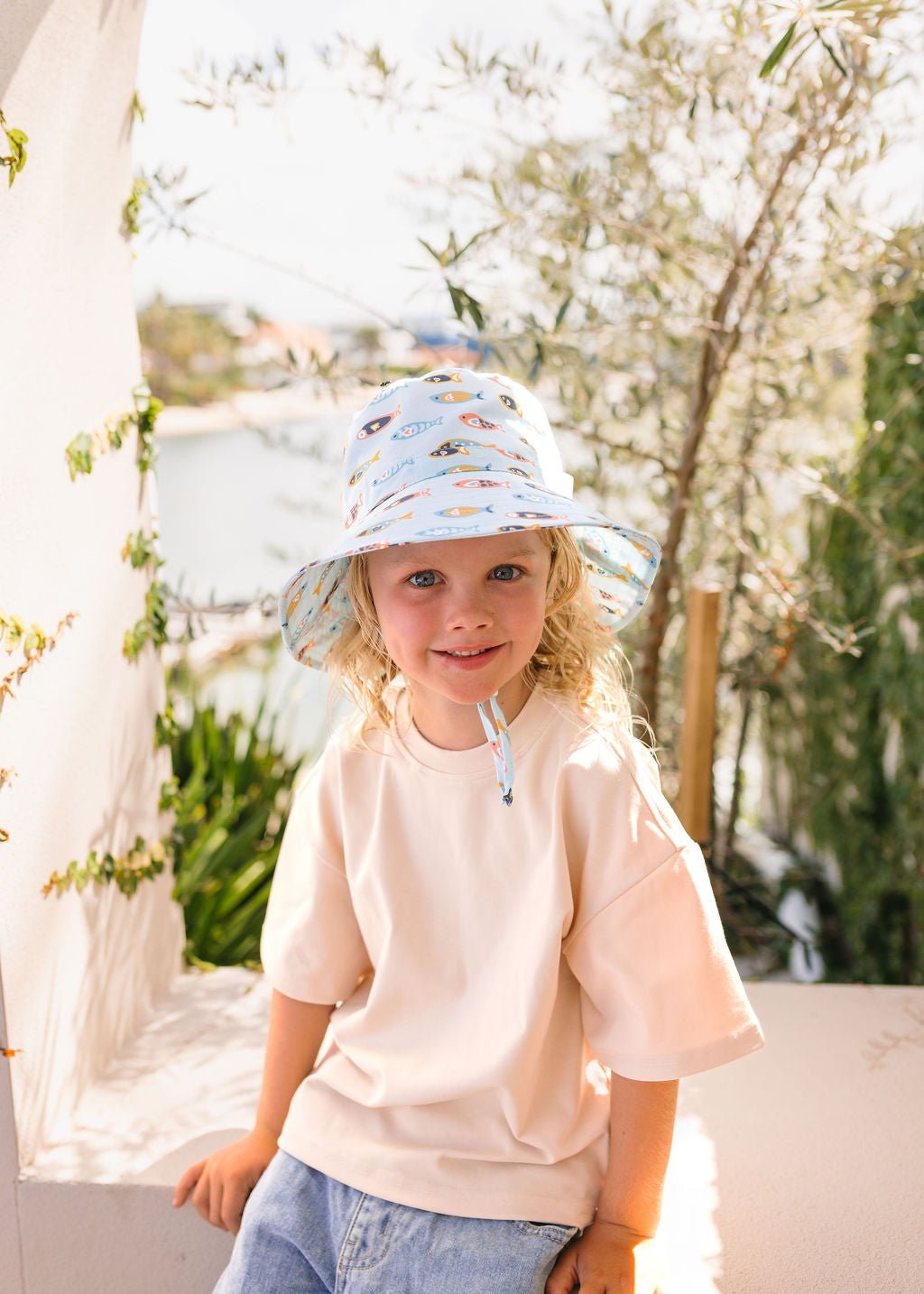 Rainbow Fish Wide Brim Bucket Hat - Acorn Kids Accessories
