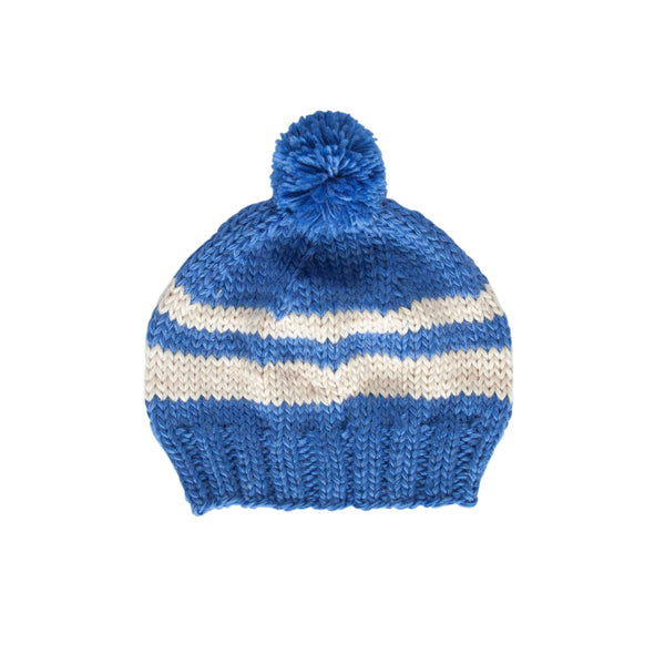 Retro Beanie Blue & Cream - Acorn Kids Accessories