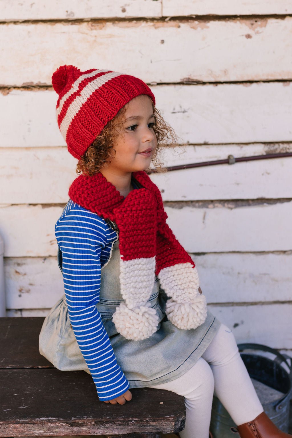 Retro Beanie Red & Cream - Acorn Kids Accessories