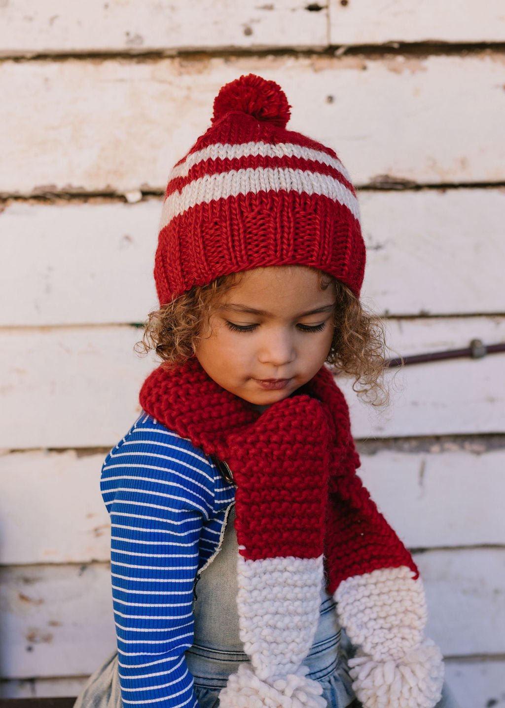 Retro Beanie Red & Cream - Acorn Kids Accessories