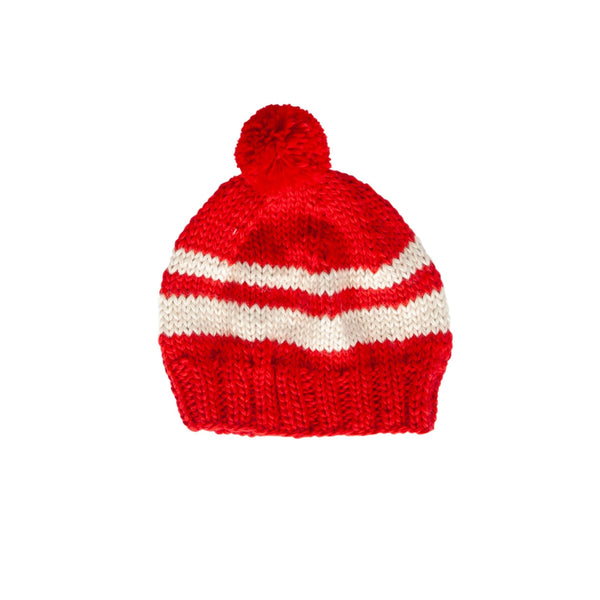Retro Beanie Red & Cream - Acorn Kids Accessories