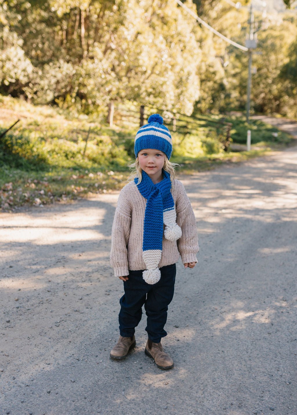 Retro Scarf Blue & Cream - Acorn Kids Accessories