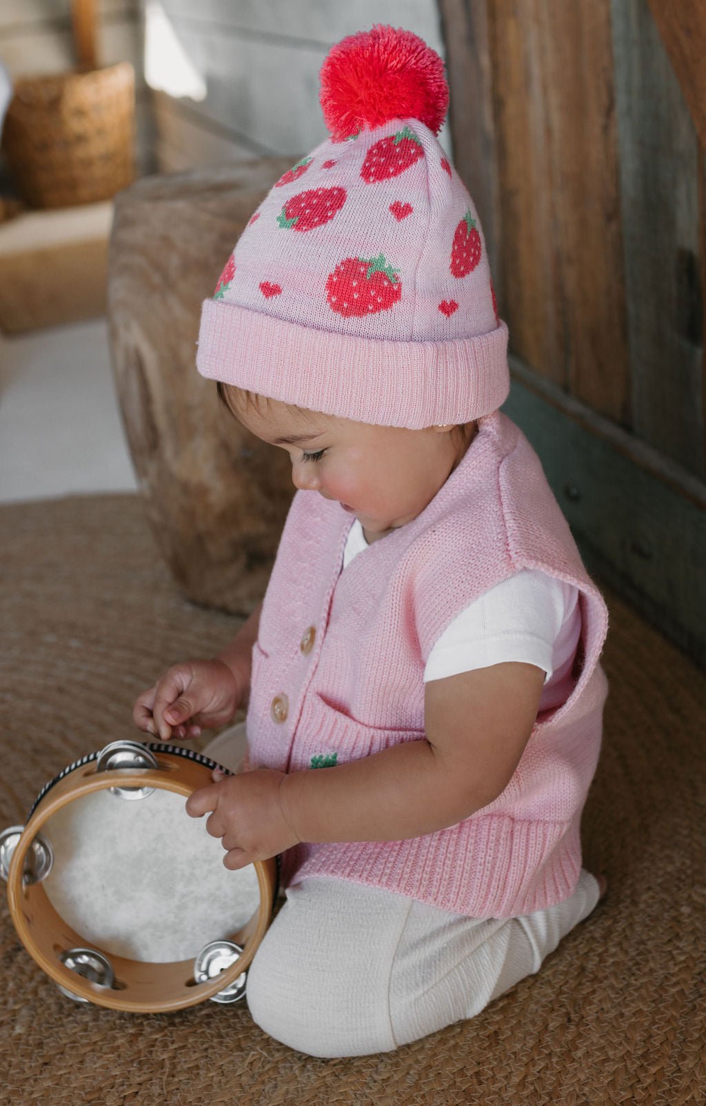 Strawberry Fields Merino Beanie - Acorn Kids Accessories