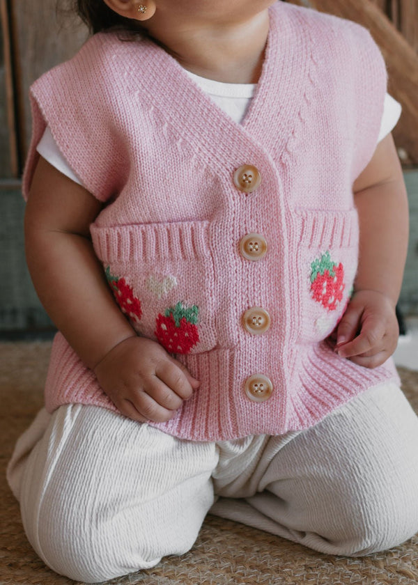 Strawberry Fields Merino Vest - Acorn Kids Accessories