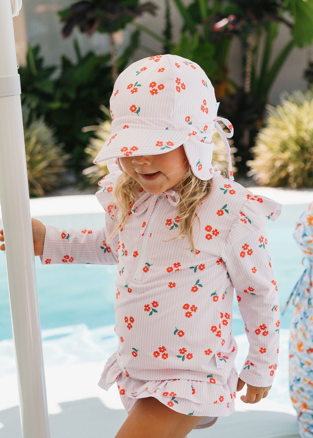 Striped Posy Swim Flap Cap - Acorn Kids Accessories