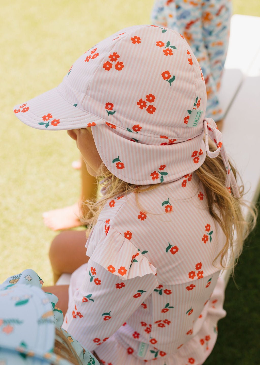 Striped Posy Swim Flap Cap - Acorn Kids Accessories