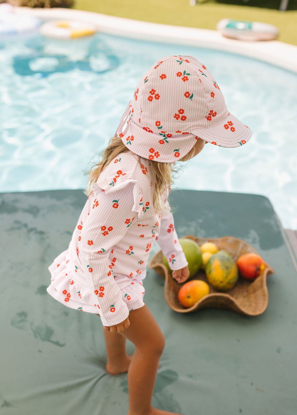 Striped Posy Swim Flap Cap - Acorn Kids Accessories