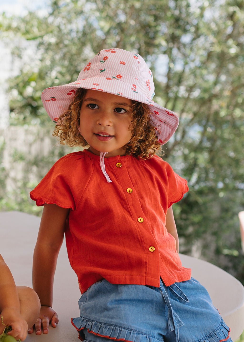 Striped Posy Wide Brim Sunhat - Acorn Kids Accessories