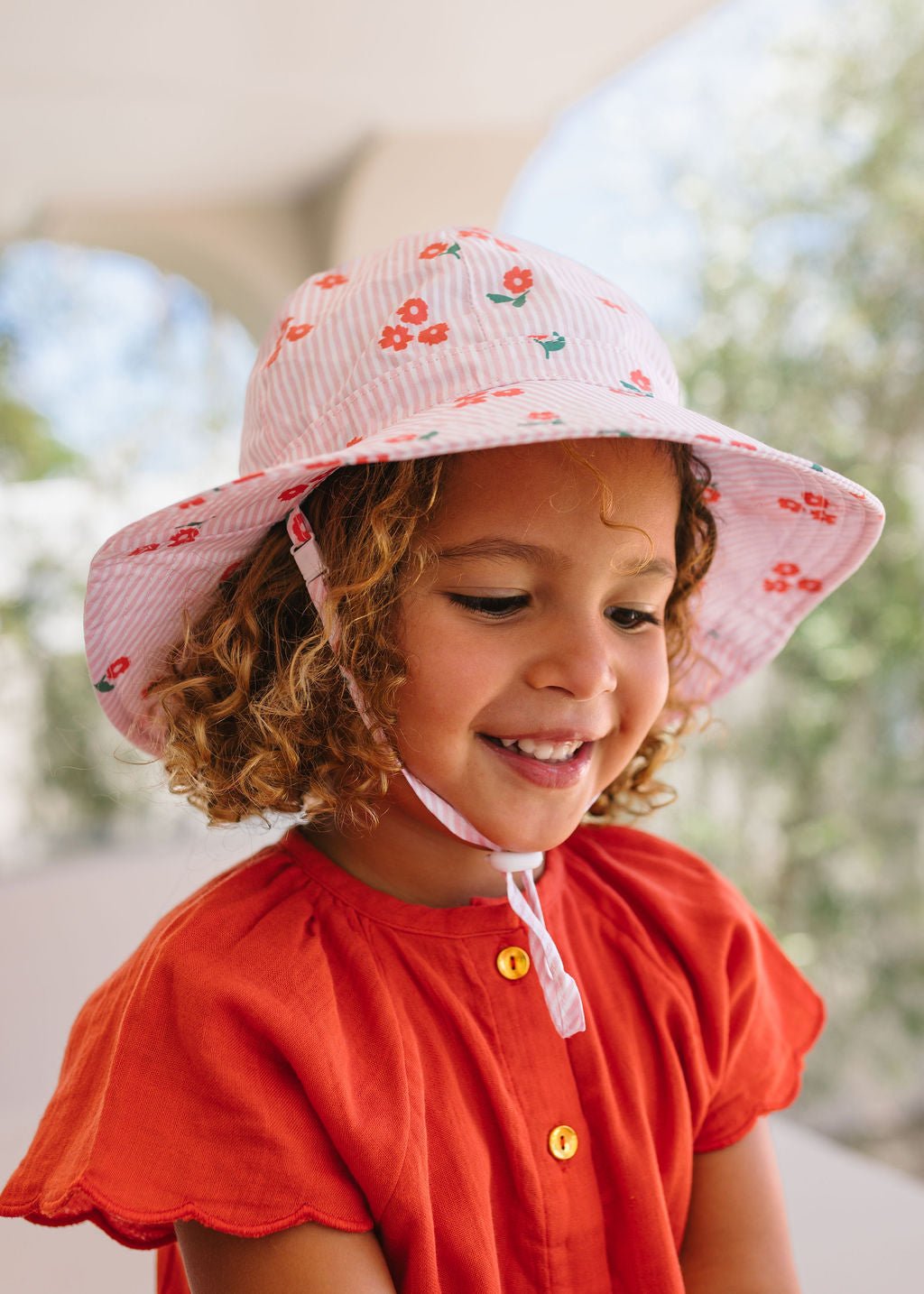 Striped Posy Wide Brim Sunhat - Acorn Kids Accessories