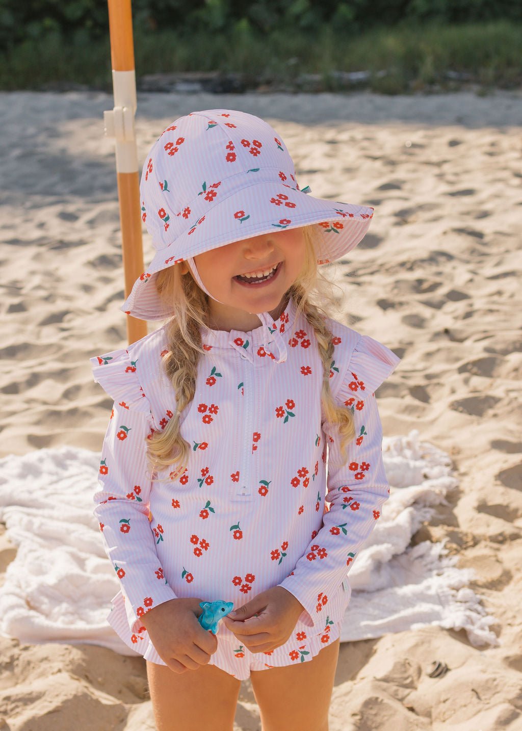 Striped Posy Wide Brim Swim Hat - Acorn Kids Accessories