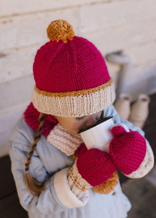 Teddy Beanie Fuchsia & Caramel - Acorn Kids Accessories