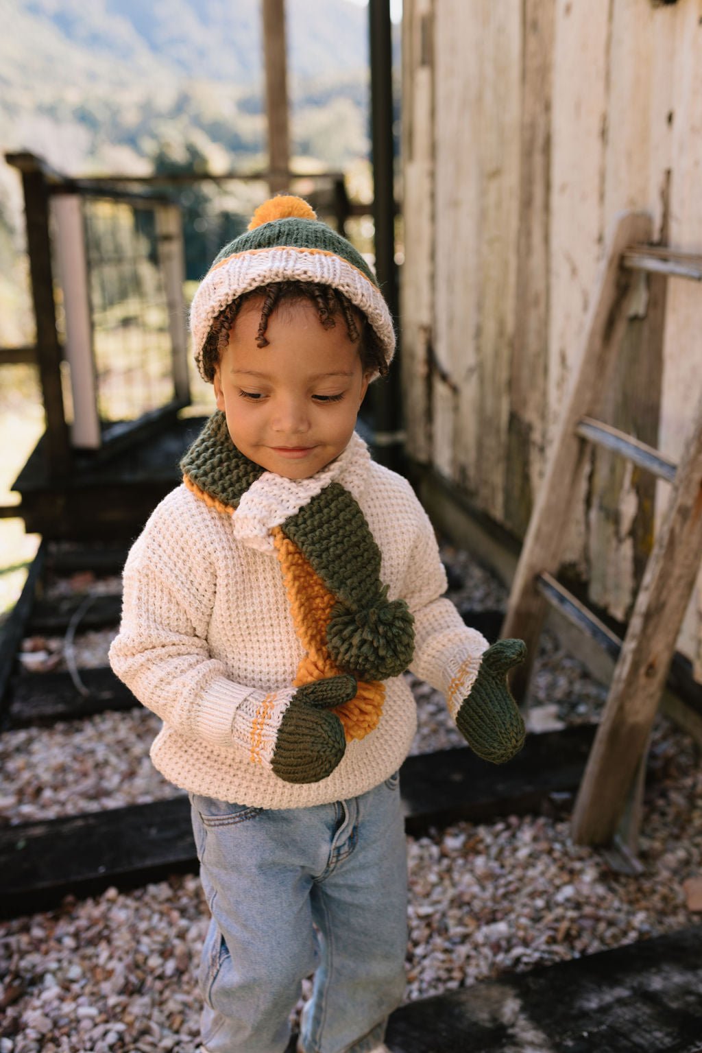 Teddy Beanie Khaki & Gold - Acorn Kids Accessories