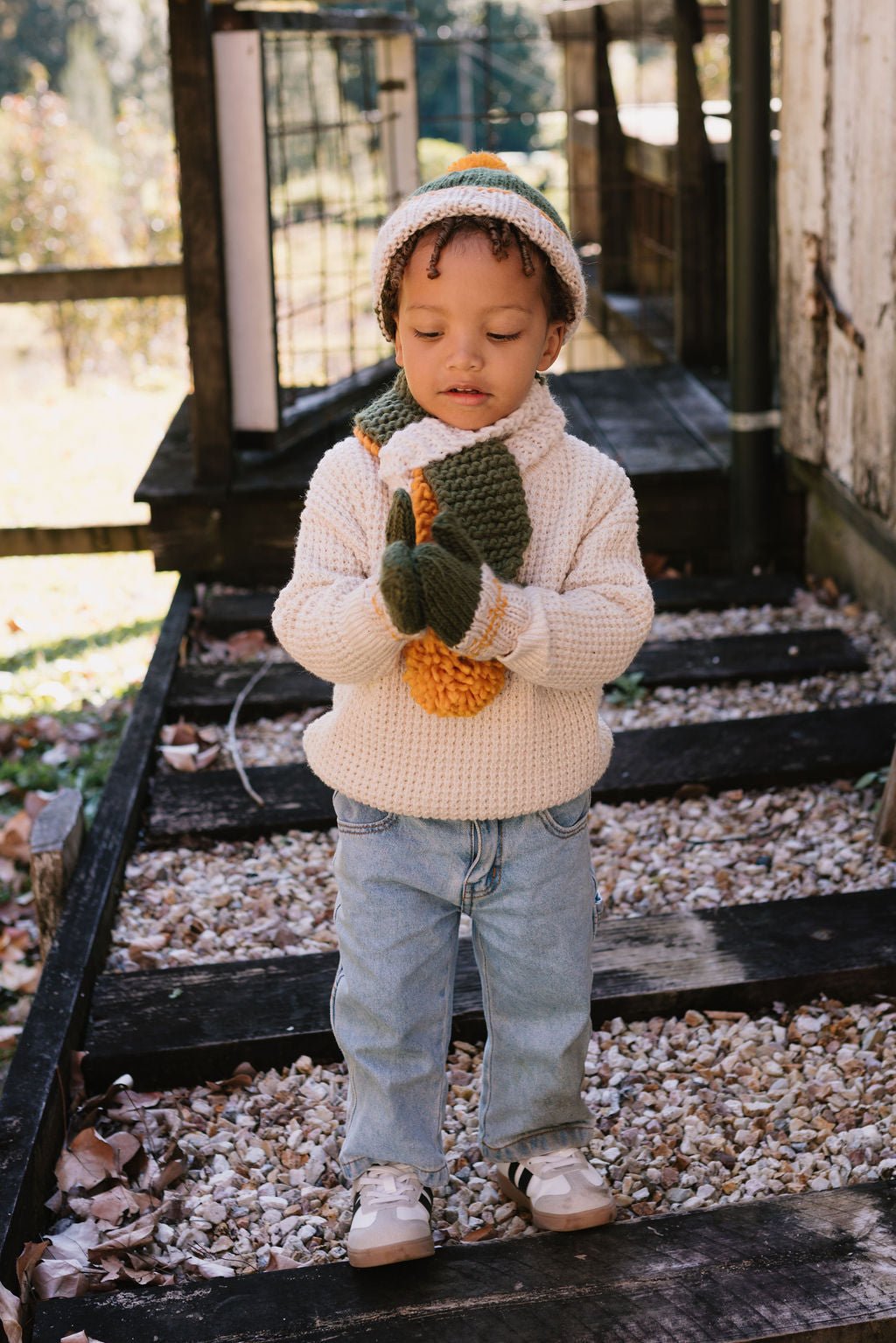 Teddy Beanie Khaki & Gold - Acorn Kids Accessories