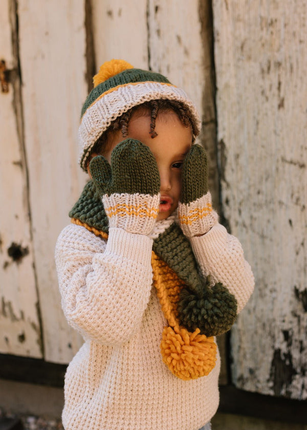 Teddy Scarf Khaki & Gold - Acorn Kids Accessories