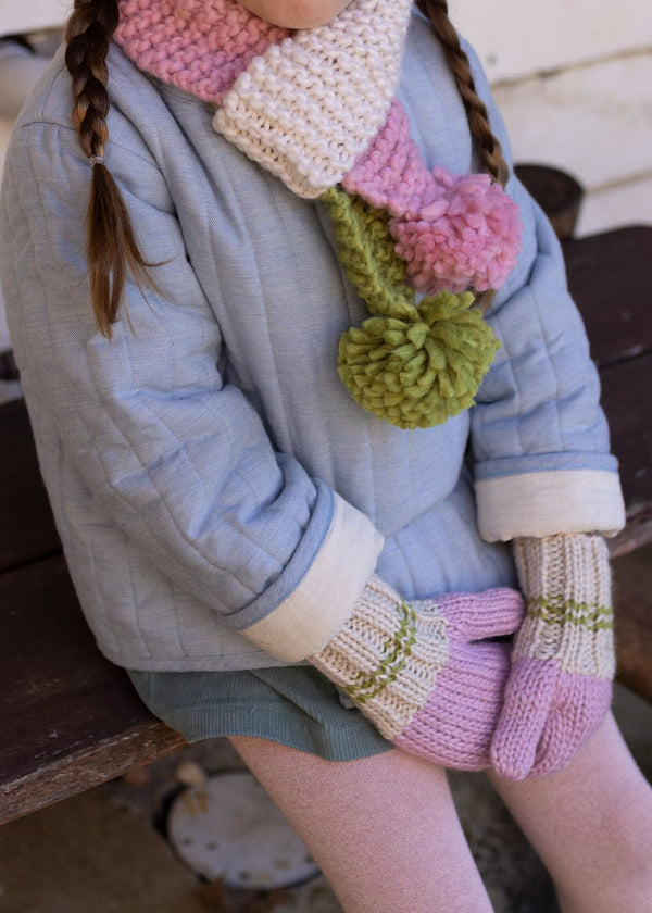 Teddy Scarf Pink & Green - Acorn Kids Accessories