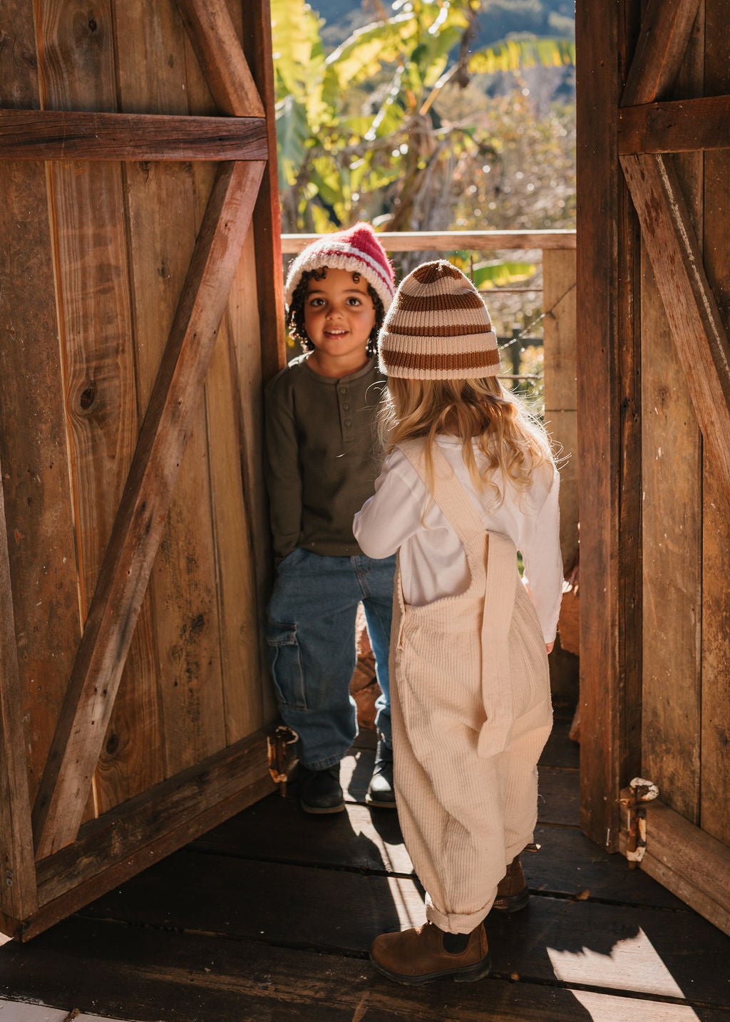 Tokyo Merino Beanie Caramel Stripe - Acorn Kids Accessories