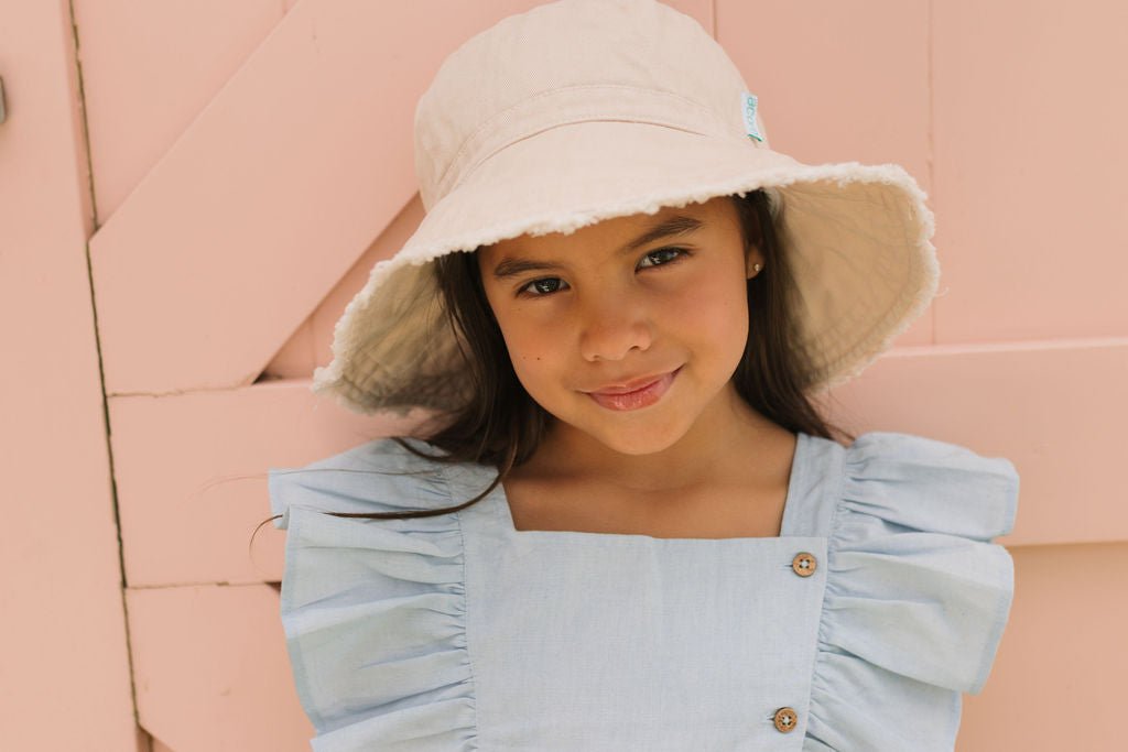 Vanilla Frayed Bucket Hat - Acorn Kids Accessories