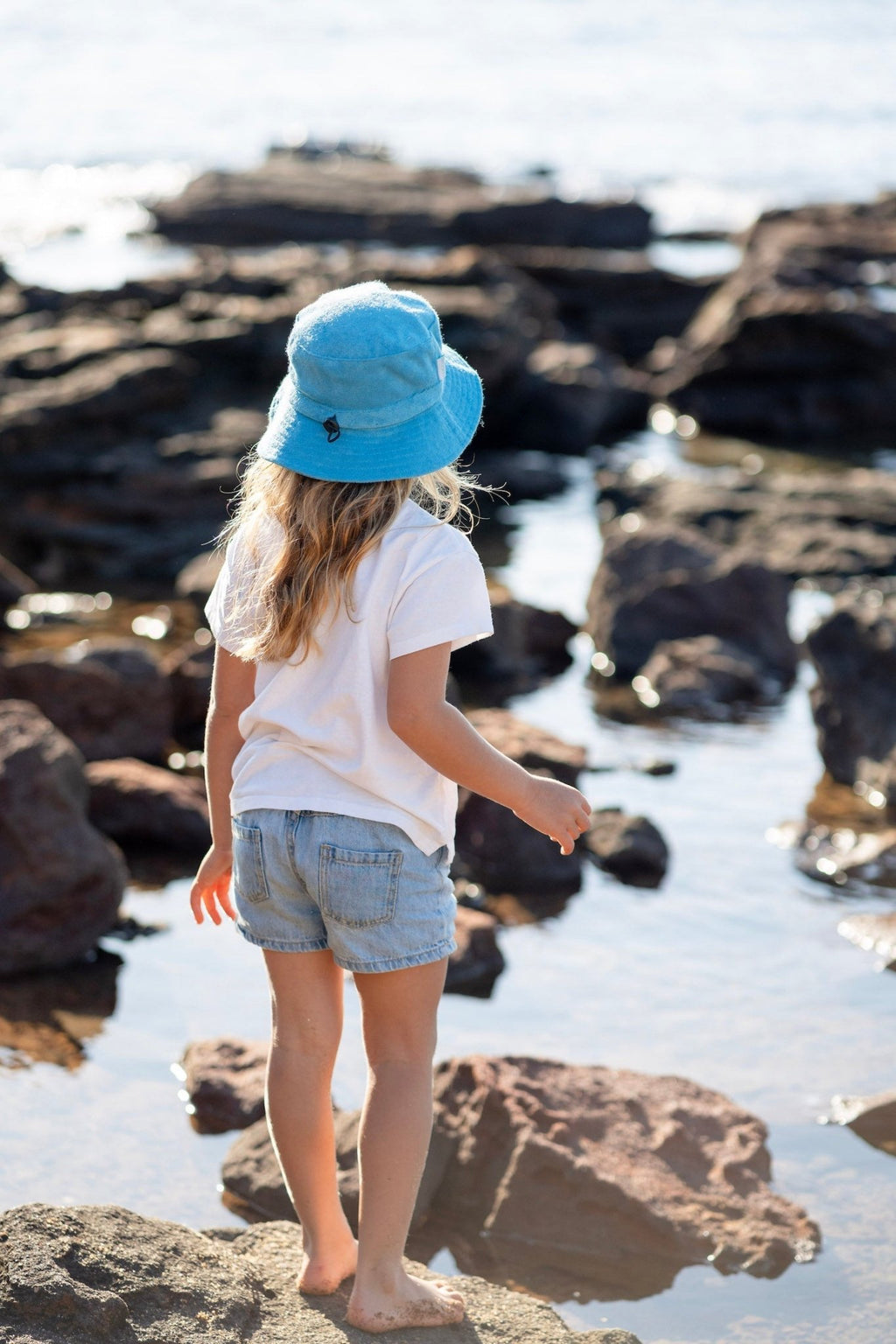 Azure Terry Towelling Bucket Hat - Acorn Kids Accessories